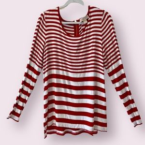 MICHAEL Michael Kors red/white striped, long sleeves, 1/4” zip back trim